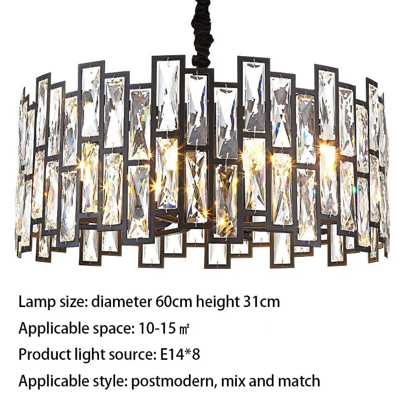 Candelabro LED moderno de cristal K9. Luminaria de diseño que realza tu comedor.
