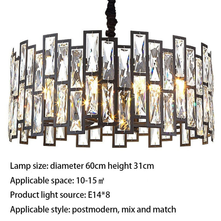 Candelabro LED moderno de cristal K9. Luminaria de diseño que realza tu comedor.