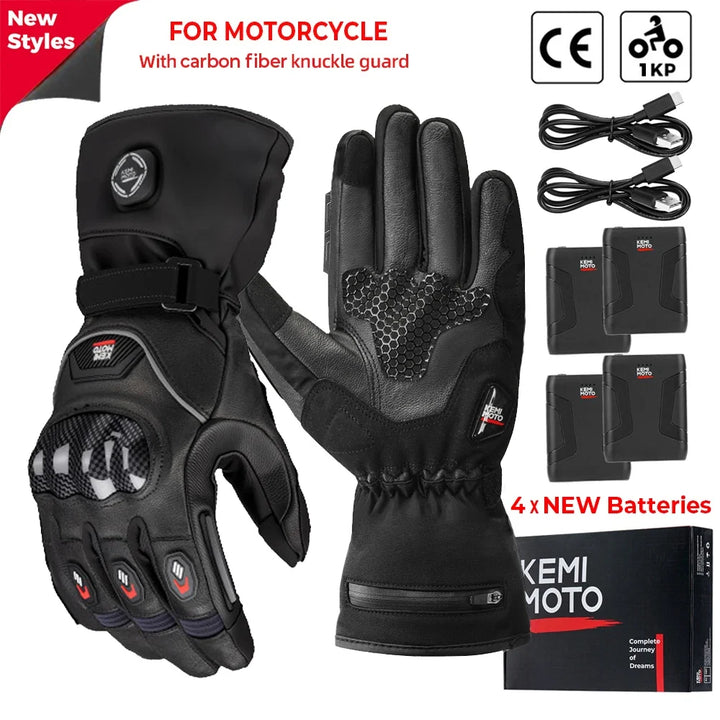Guantes calefactables unisex para conducción en moto, máxima protección.