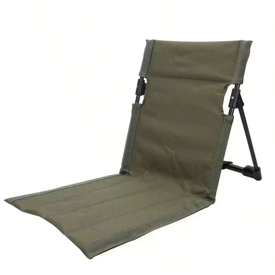 Silla de exterior plegable y transpirable. Respaldo portátil para camping, cómoda para largas horas.