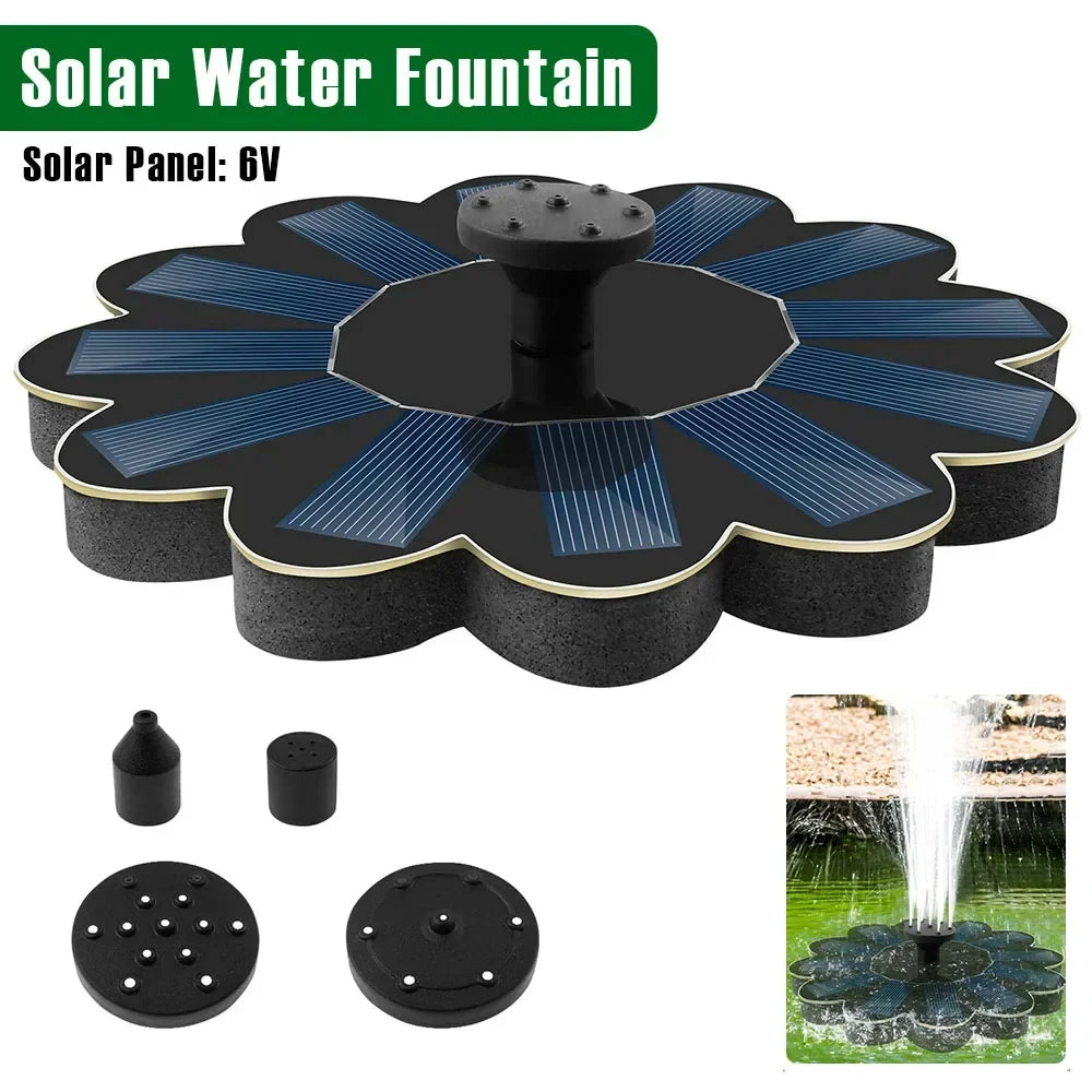 Primer plano de fuente solar flotante ecológica para estanque, destacando panel solar y diseño compacto.