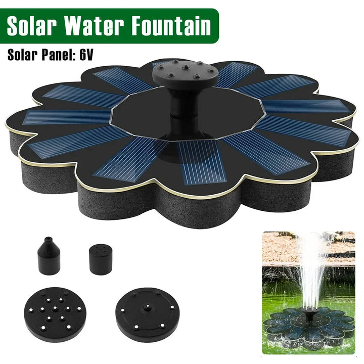 Primer plano de fuente solar flotante ecológica para estanque, destacando panel solar y diseño compacto.