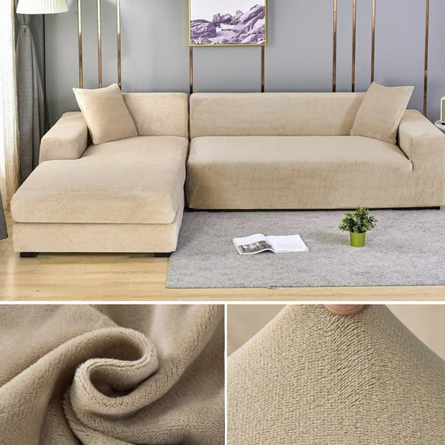 Funda de sofá elástica de terciopelo, protege y renueva tu salón con estilo moderno.