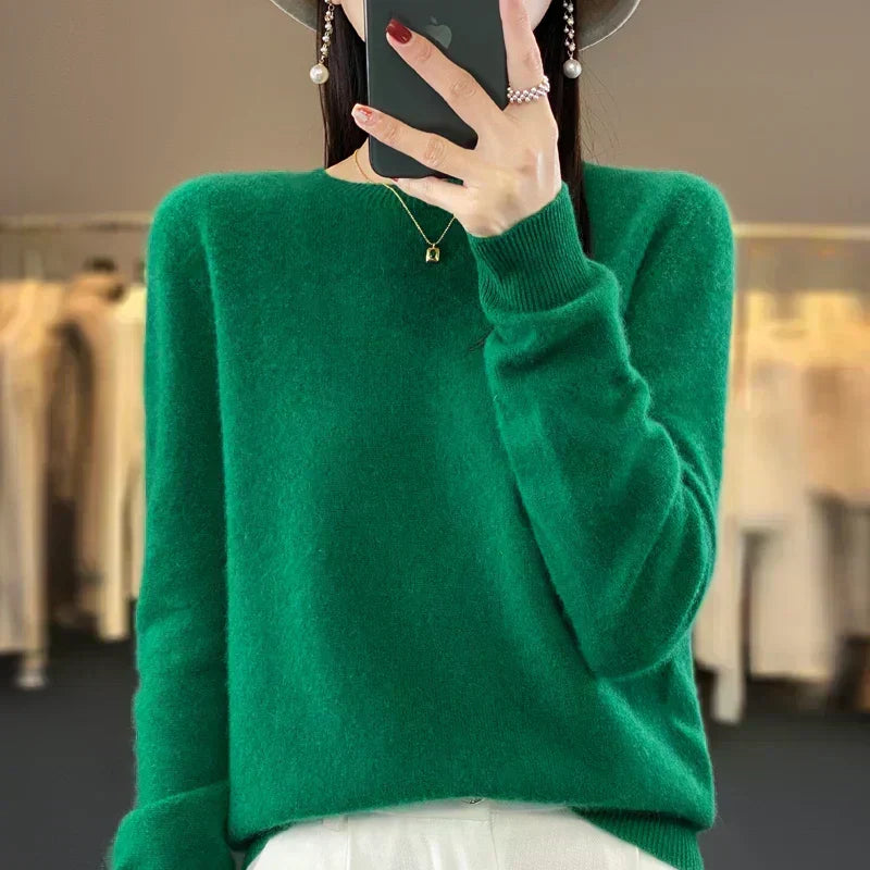 Jersey de mujer, cuello redondo, suave, básico indispensable en tu armario invernal.