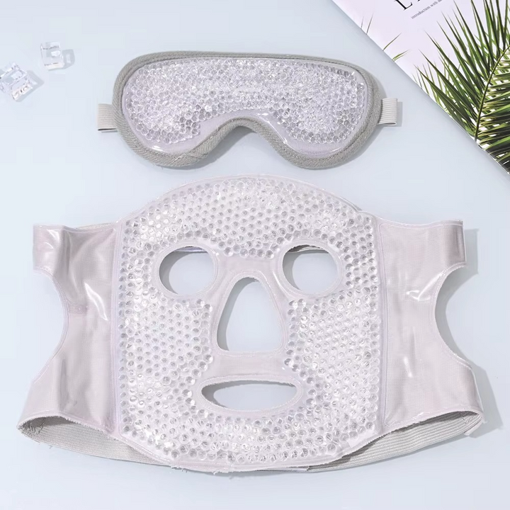 Disfruta la relajación con máscara facial de gel con perlas, ideal para alivio facial instantáneo.
