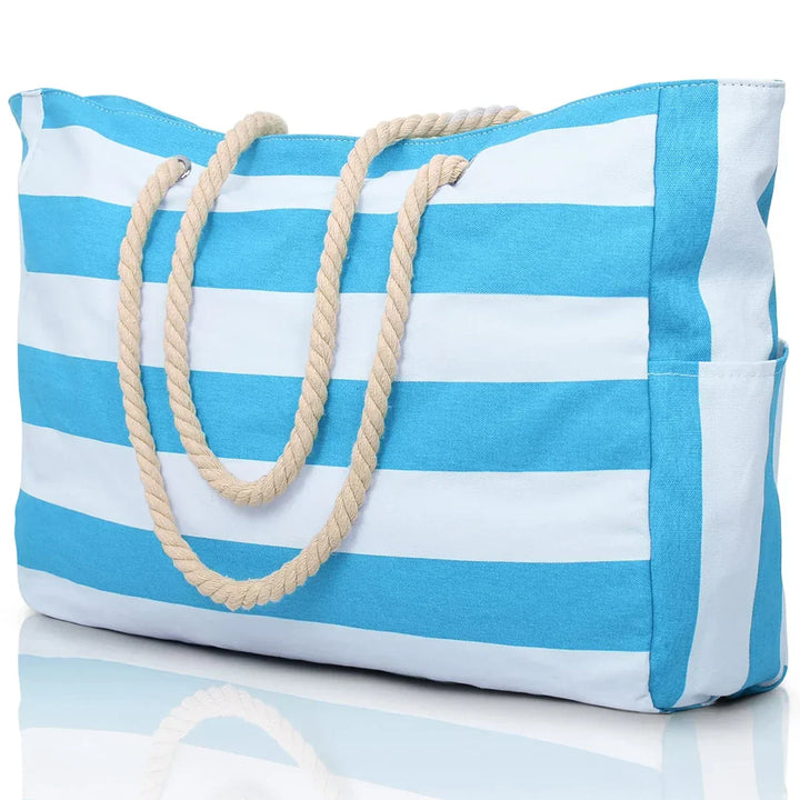 Bolsa de playa grande impermeable para vacaciones de verano, resistente a la arena.