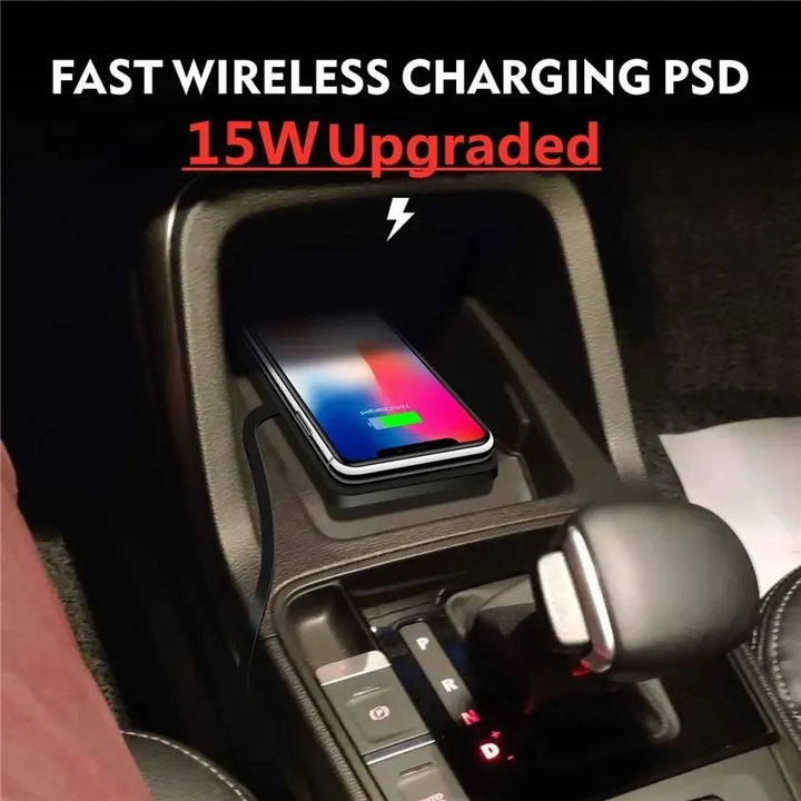 Base de carga inalámbrica Qi, 15W de potencia, diseño minimalista antideslizante. Accesorio esencial para smartphone.