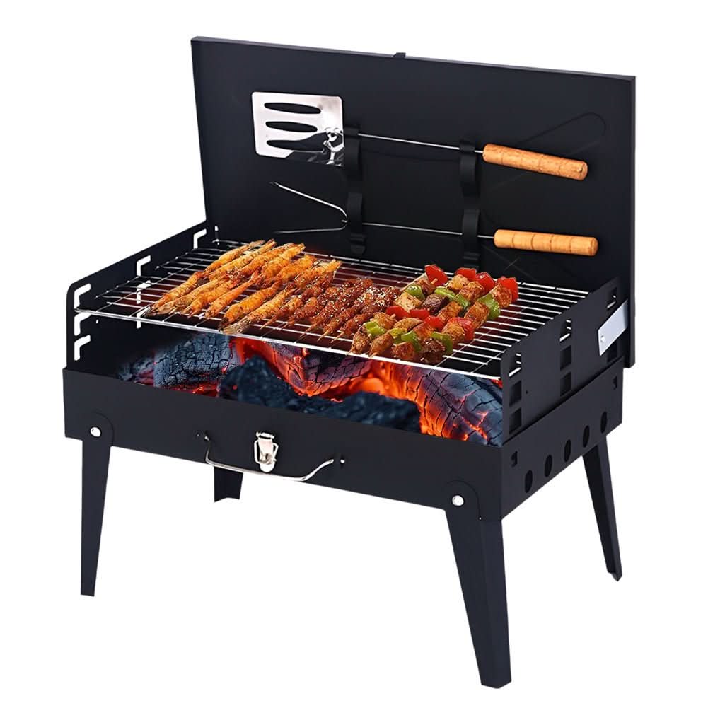 Parrilla portátil plegable, diseño moderno y funcional para tus asados.