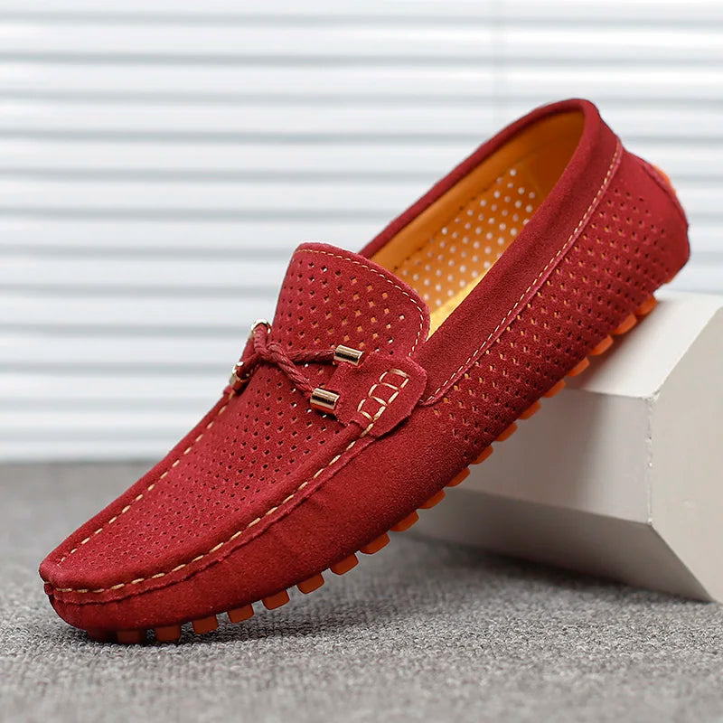 Suela antideslizante de mocasines de cuero para hombres. Zapatos transpirables y cómodos, calzado seguro para el día a día.