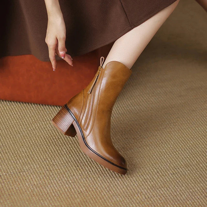 Botines de mujer para otoño/invierno. Estilo elegante urbano, piel sintética, cremallera.