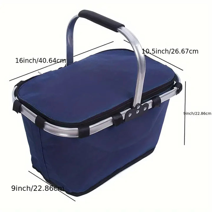 Bolso térmico de tela Oxford, cesta aislada con cremallera, ideal para llevar alimentos y bebidas frescas en viajes.