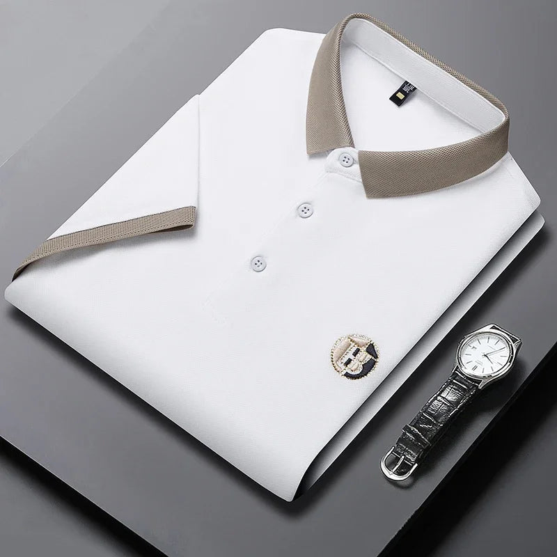 Polo de hombre elegante en doble tono, perfecto para outfit casual o sofisticado. Confort y estilo para el día a día.