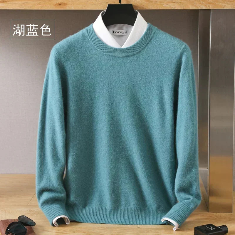 Suéter elegante para hombres, diseño de cuello redondo en color carbón.