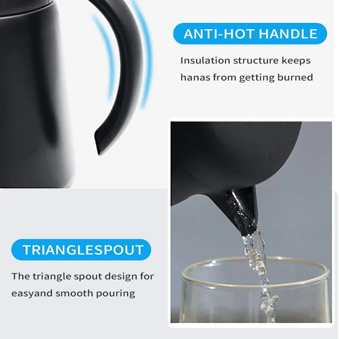 Termo de acero inoxidable con doble pared para café caliente y té helado. Ideal para oficina y hogar.