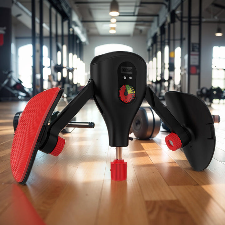 Entrenador pélvico FlexCore unisex negro y blanco, resistencia ajustable.