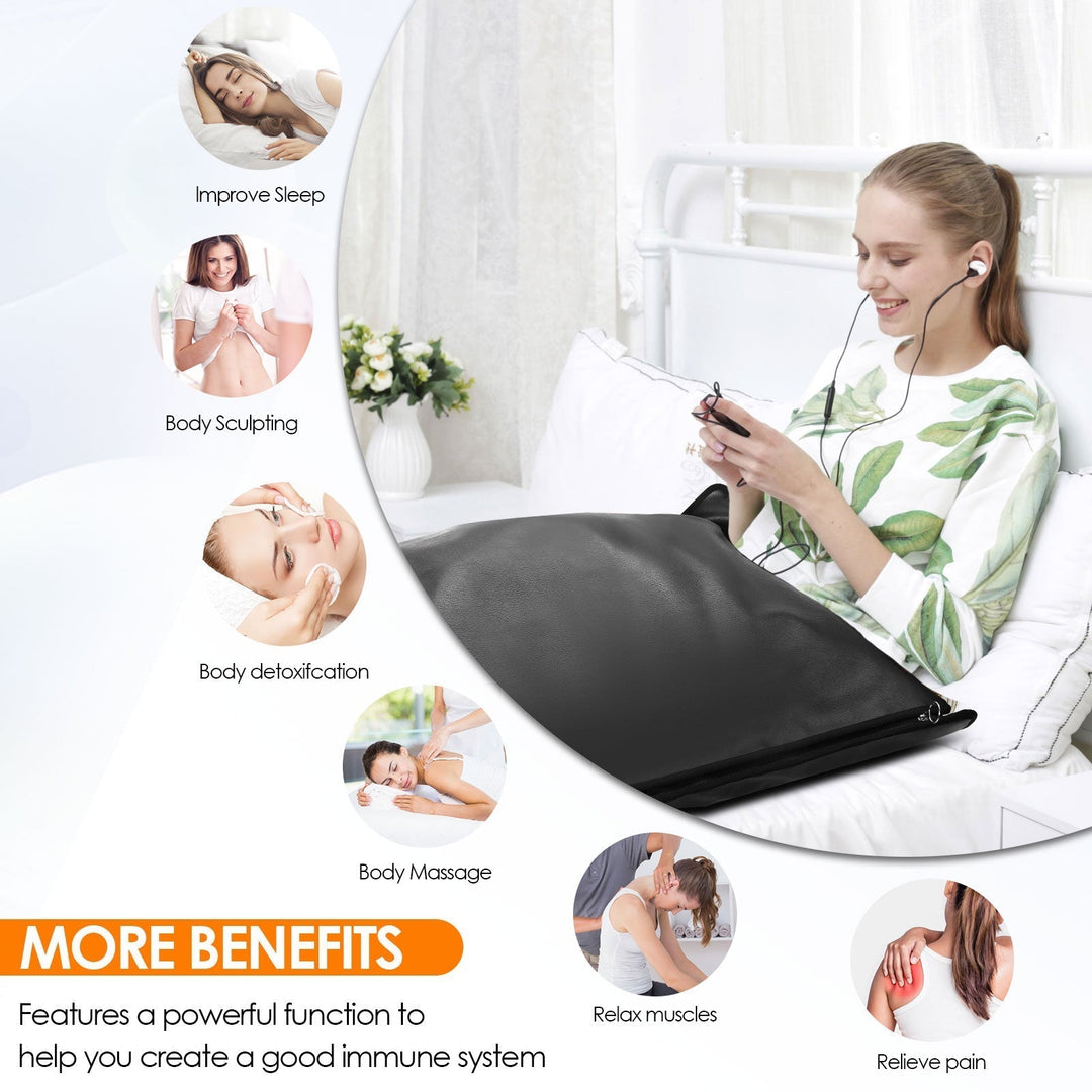 Manta de sauna infrarroja plegable, ideal para relajación, desintoxicación y spa en casa. Con calor terapéutico.