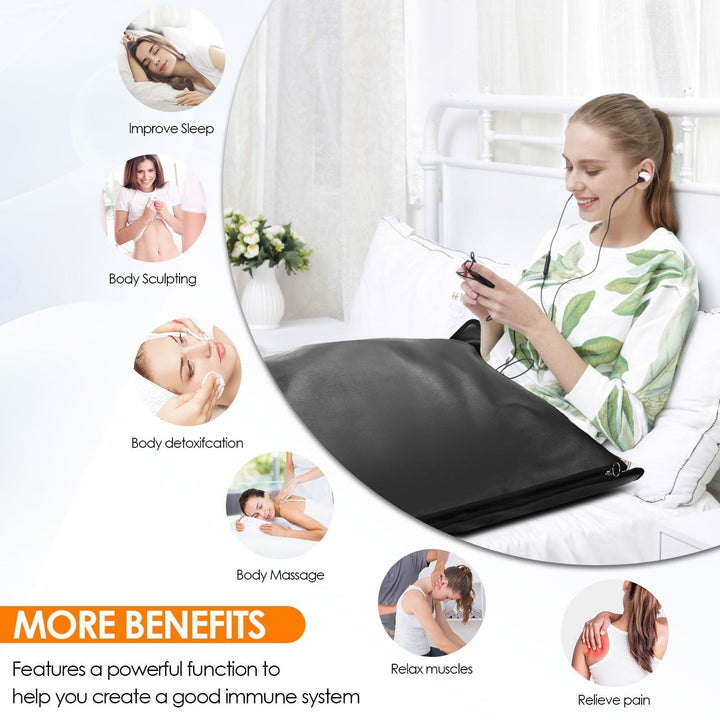 Manta de sauna infrarroja plegable, ideal para relajación, desintoxicación y spa en casa. Con calor terapéutico.