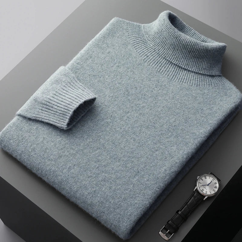 Suéter ligero de hombre: calidez, confort y estilo elegante. Manga larga y cuello alto para invierno versátil.