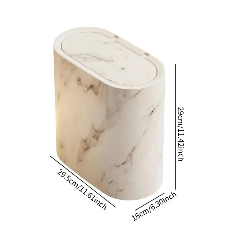 Cesto de basura moderno con patrón de mármol, ideal para cualquier habitación, baño, oficina.