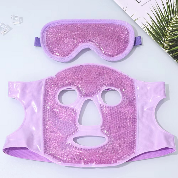 Reduce la fatiga ocular con máscara facial de gel y perlas, terapia reconfortante unisex.
