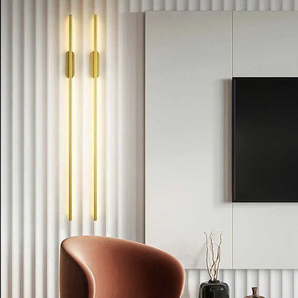 Diseño nórdico: lámpara de pared LED 60 cm, luz moderna para hogar, color negro.