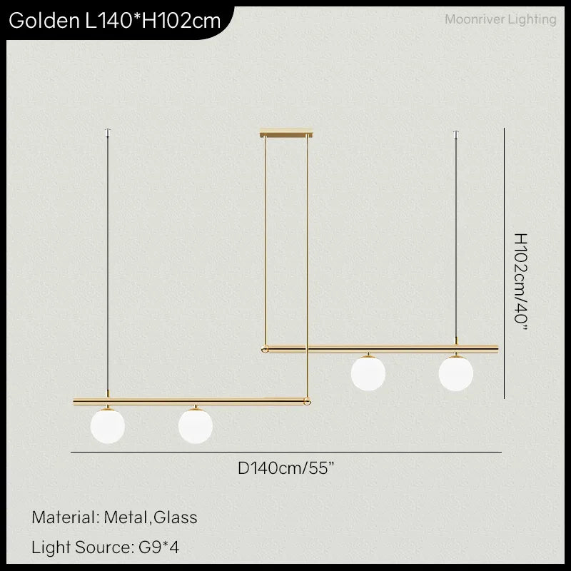 Elegante lámpara colgante de cristal y metal, iluminación LED para comedor moderno.