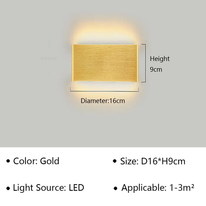 Lámpara de pared LED moderna, ideal para iluminación y decoración interior.