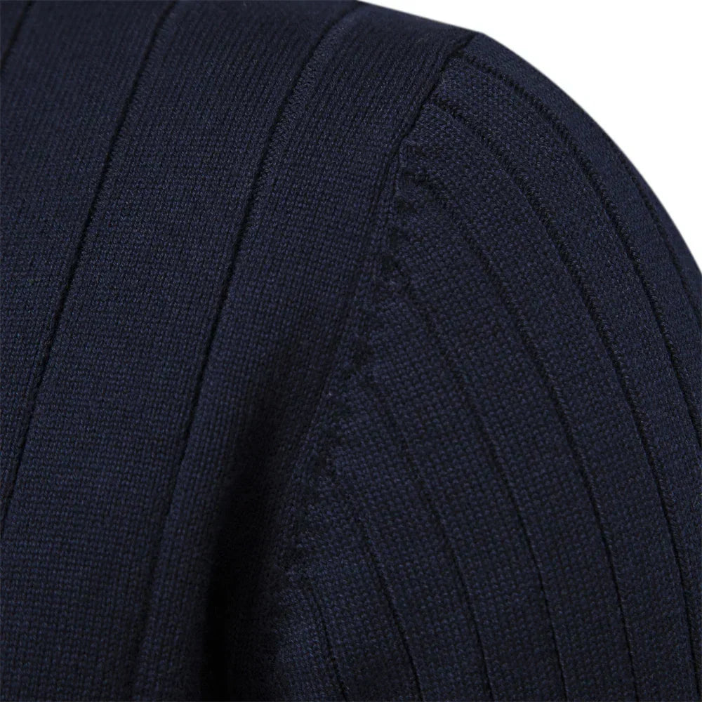 Ropa masculina de tallas grandes: cárdigan suéter con cremallera completa, estilo casual y moderno.