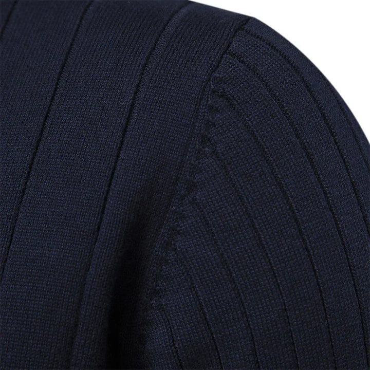 Ropa masculina de tallas grandes: cárdigan suéter con cremallera completa, estilo casual y moderno.