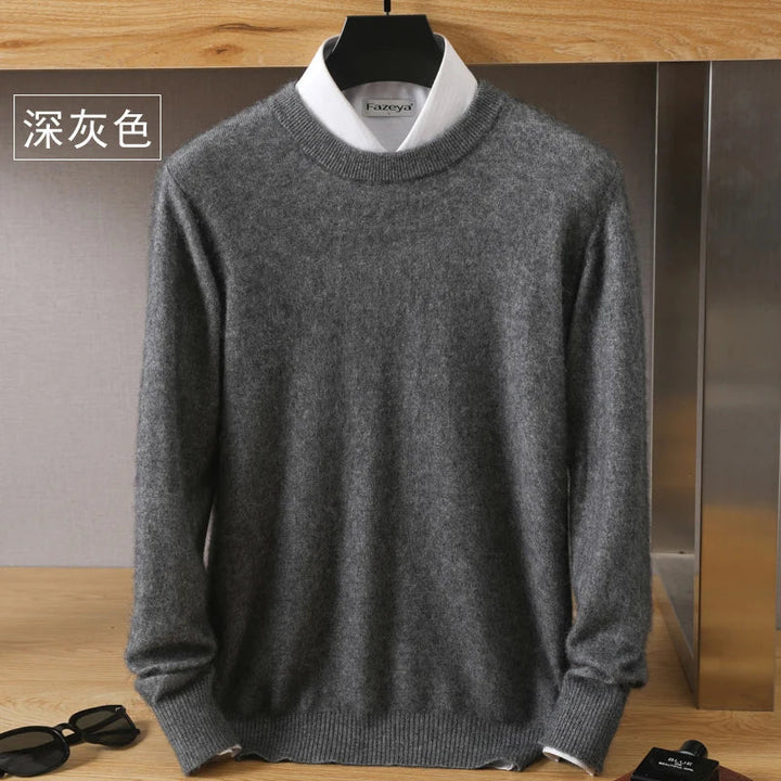Pulóver de cuello redondo para hombre, estilo elegante y versátil, color gris.
