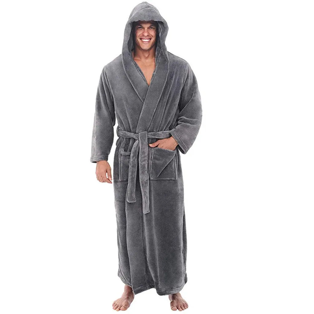 Bata de baño con capucha para hombre, suave y acogedora, ideal para el hogar y la relajación.