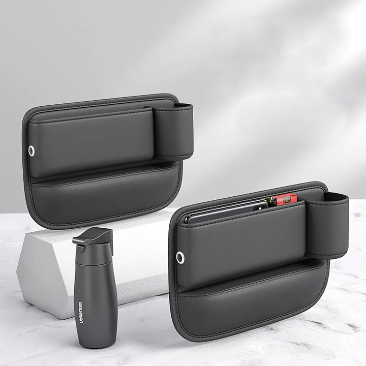 Organizador universal de cuero PU para el espacio entre el asiento y la consola, ideal para accesorios del coche.