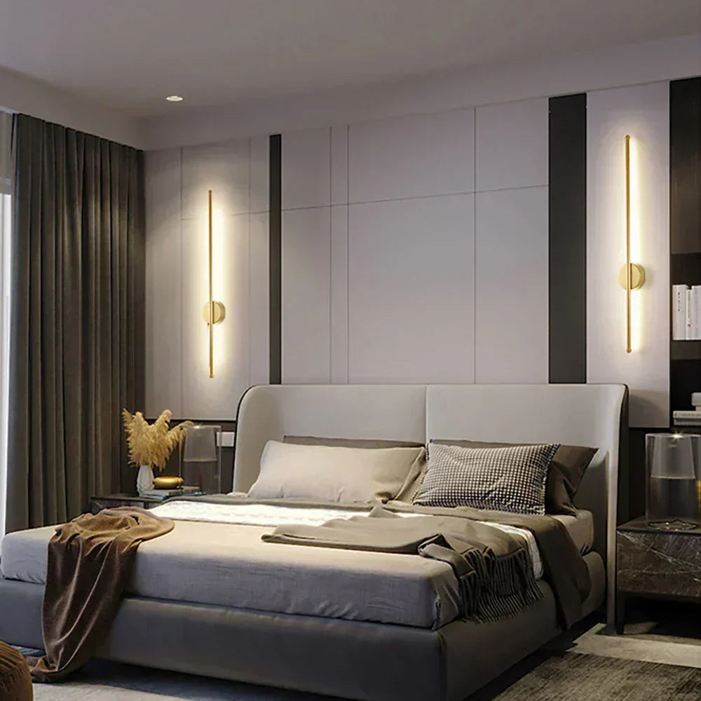 Lámpara de pared LED lineal de 80 cm, estilo nórdico, luz ambiental para interiores.