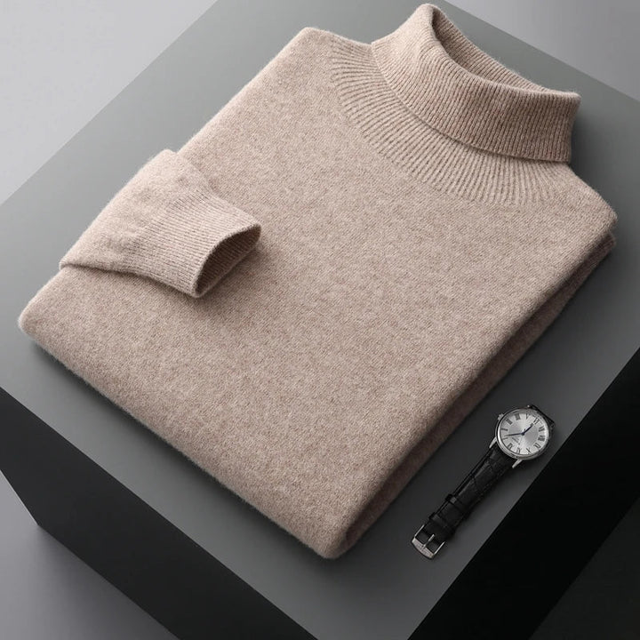 Suéter de hombre elegante, cuello alto. Calidez y estilo versátil para la moda invernal. Cómodo y ligero.