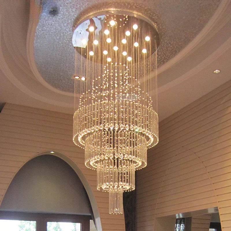 Moderna lámpara colgante de cristal para sala o comedor. Iluminación LED de lujo para interiores.