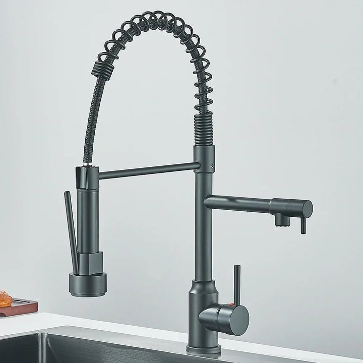 Grifo de cocina monomando, caño flexible, en múltiples acabados y colores.