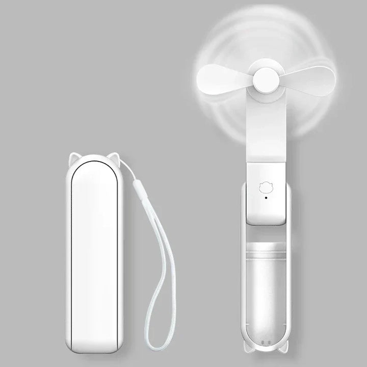 Ventilador portátil con powerbank integrado, 3 velocidades. Mini ventilador USB recargable para frescor en verano.