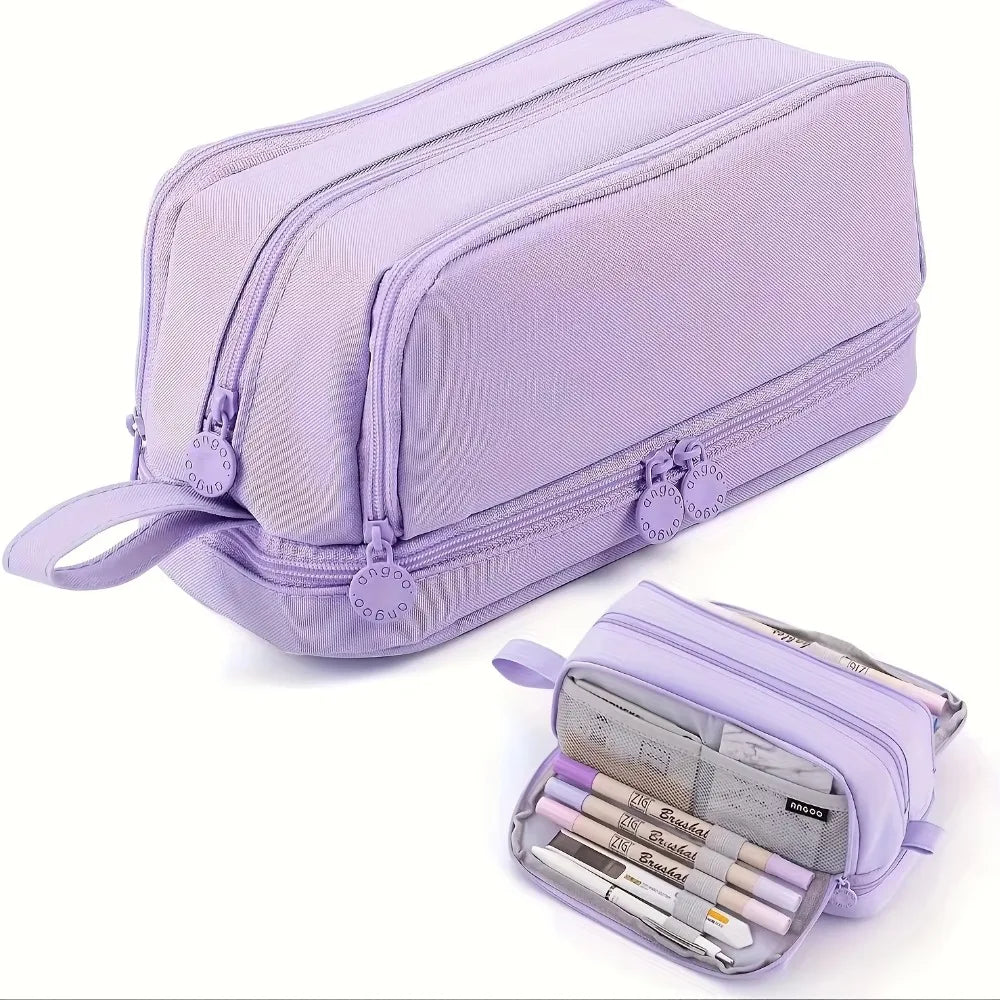 Estuche escolar grande unisex con 4 compartimentos para útiles y lápices, organizador de estudio.