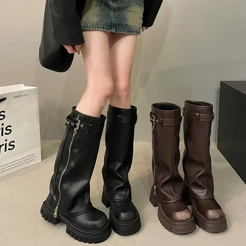 Botas de mujer elegantes y robustas para invierno, estilo moderno y confort duradero.