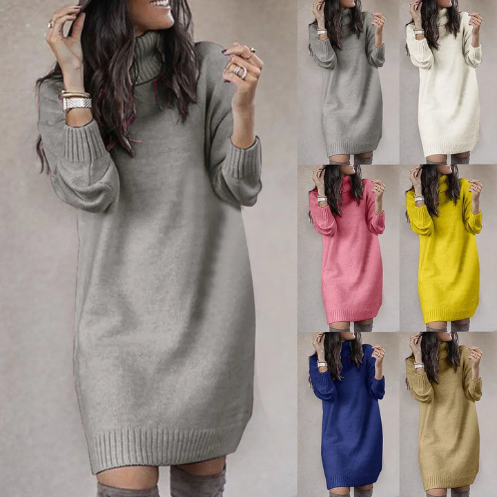 Vestido suéter casual de invierno para mujer, cómodo y cálido, ideal para el día a día.