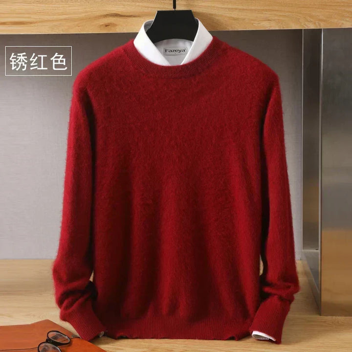 Suéter pulóver negro para hombre, cuello redondo clásico y atemporal.
