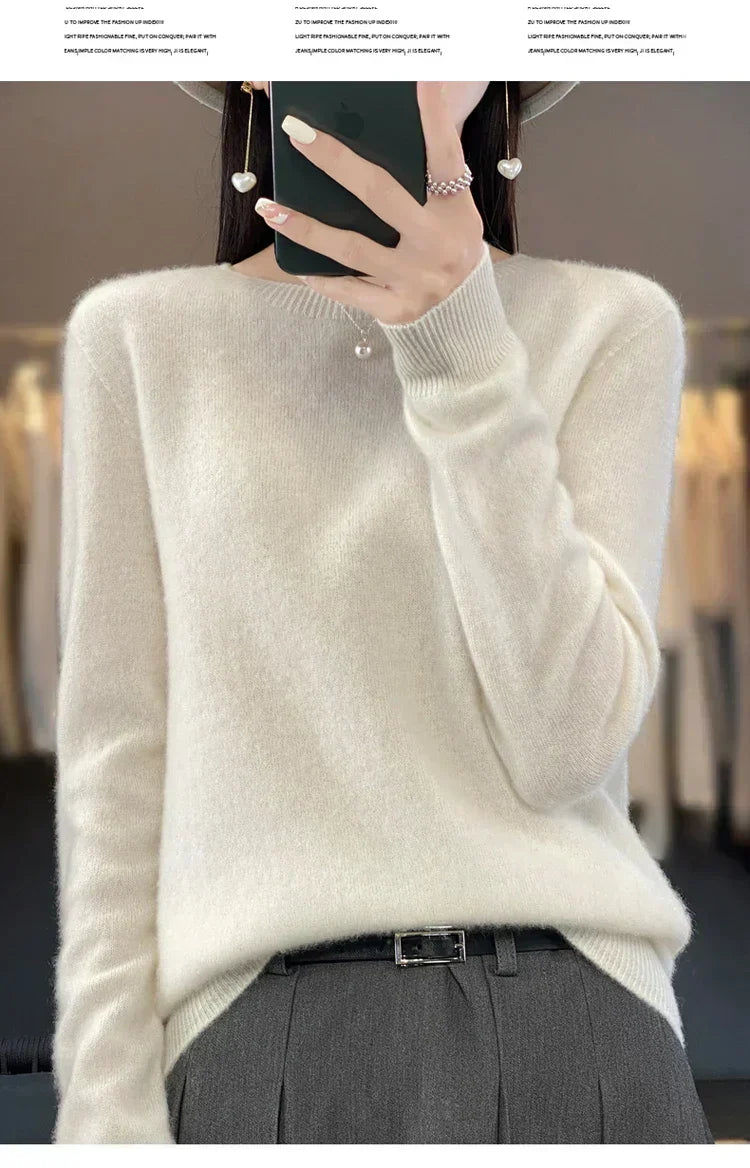 Jersey delgado de mujer que realza la figura. Manga larga, ideal para combinar capas en invierno con estilo.