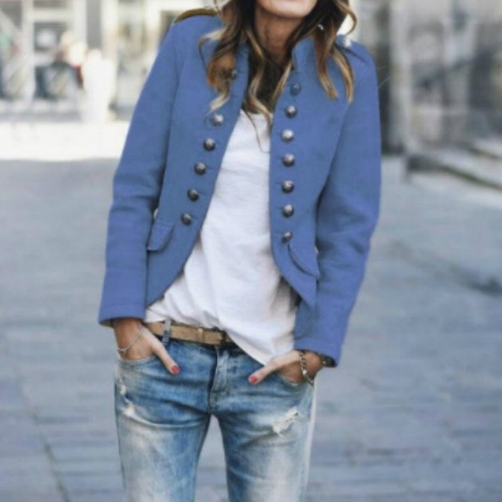 Blazer versátil de moda femenina con manga larga, estilo sofisticado para cualquier ocasión.