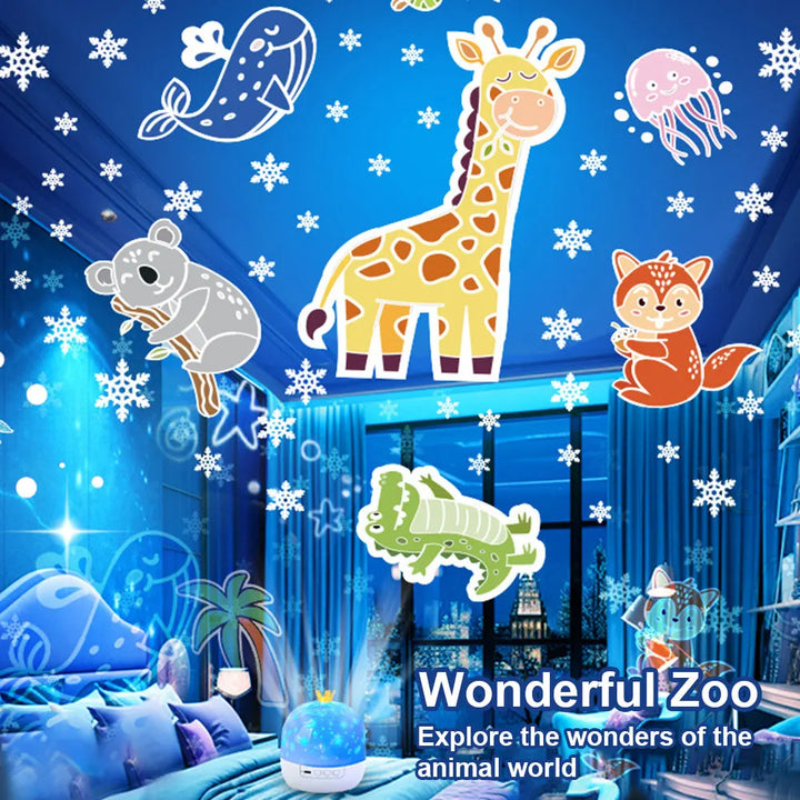 Decoración mágica para dormitorio infantil: luz nocturna proyector 2 en 1, regalo perfecto para niños y ambiente acogedor.