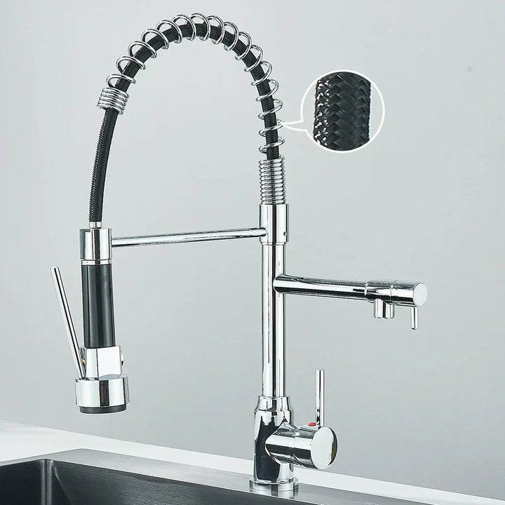 Grifo cocina níquel cepillado monomando, ideal para cocinas modernas.