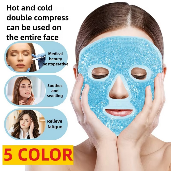Máscara de gel con perlas reutilizable unisex, ideal para relajación facial y reducir ojeras.