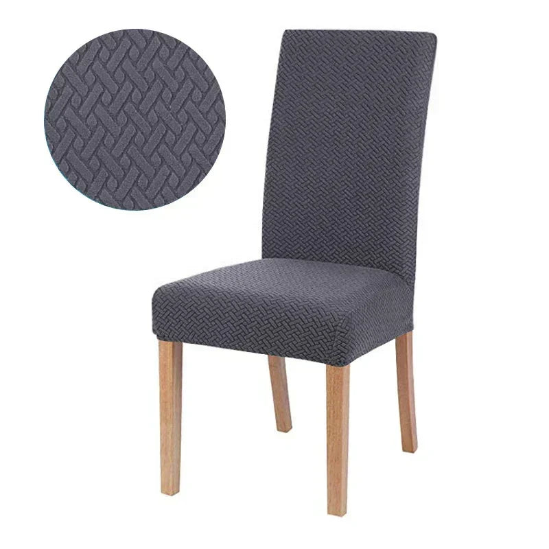 Funda para silla jacquard de poliéster, lavable a máquina, ideal para uso diario.