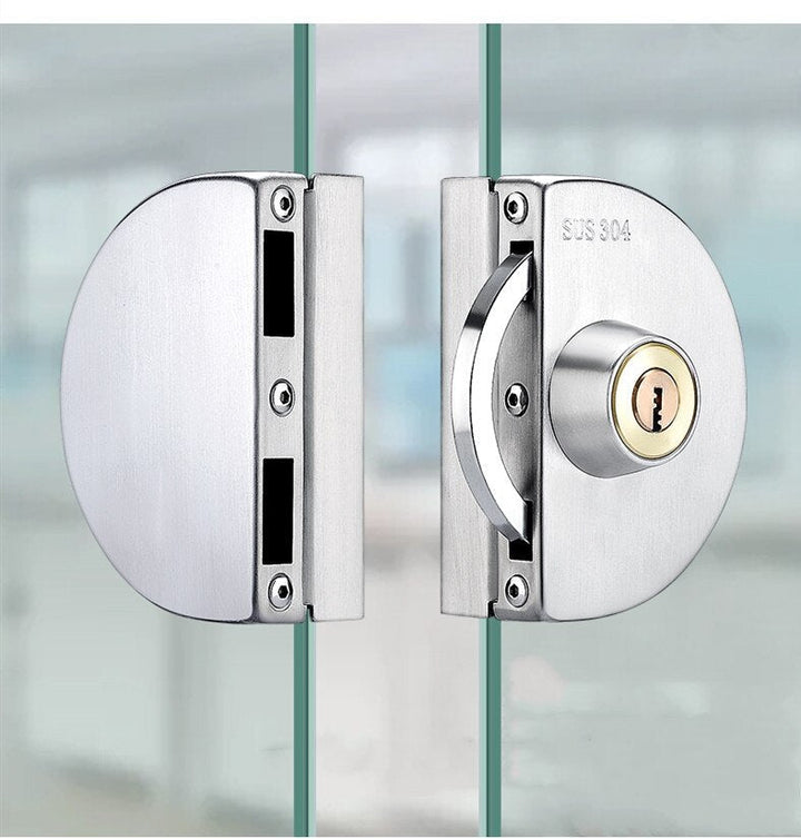 Solución de seguridad para puertas de vidrio, cerradura de acero inoxidable, duradera.