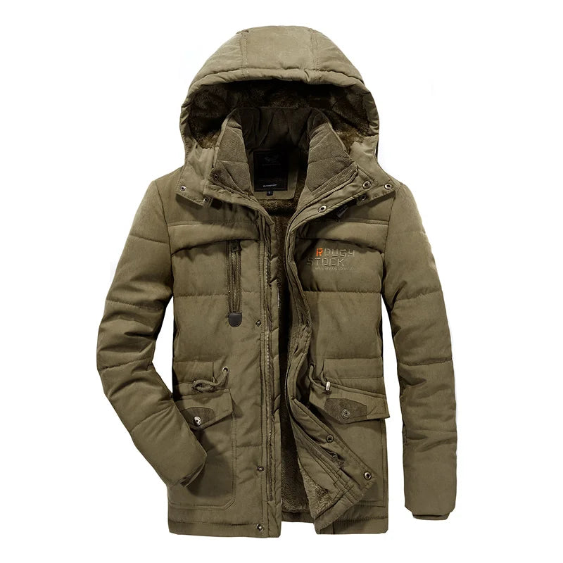 Chaqueta de hombre con capucha integrada, táctica y resistente, ideal para senderismo y actividades en exteriores.