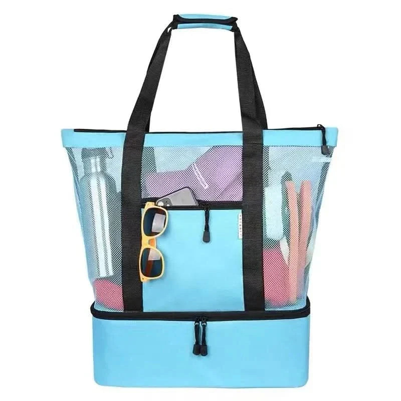Organizador de verano: bolsa impermeable de malla para compras, viajes o excursiones de un día.